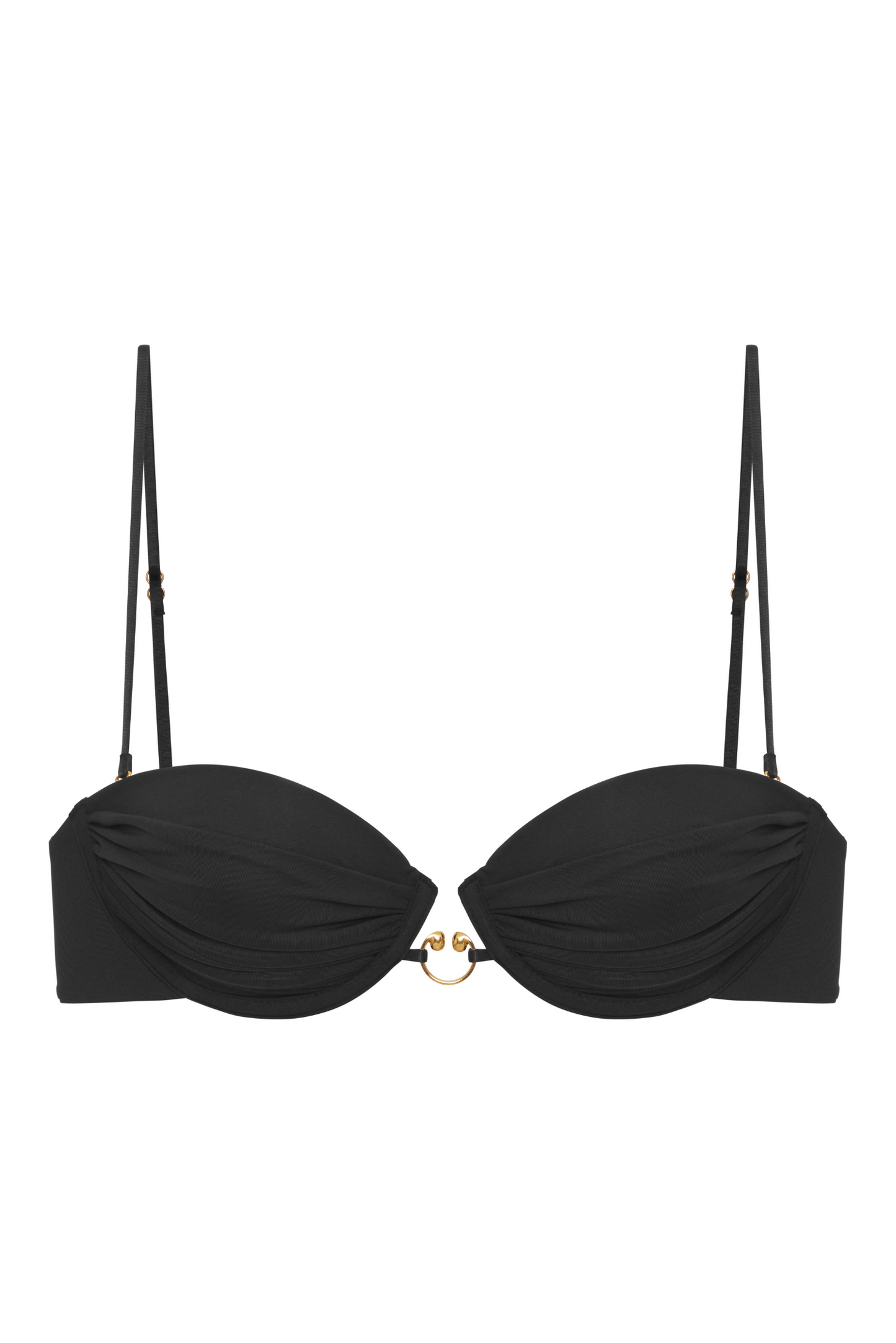 Mystery Top in black – push-up cups, no underwire, gold horseshoe detail