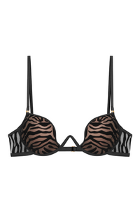 Kylie Black Tiger Bra - Front View with Pads