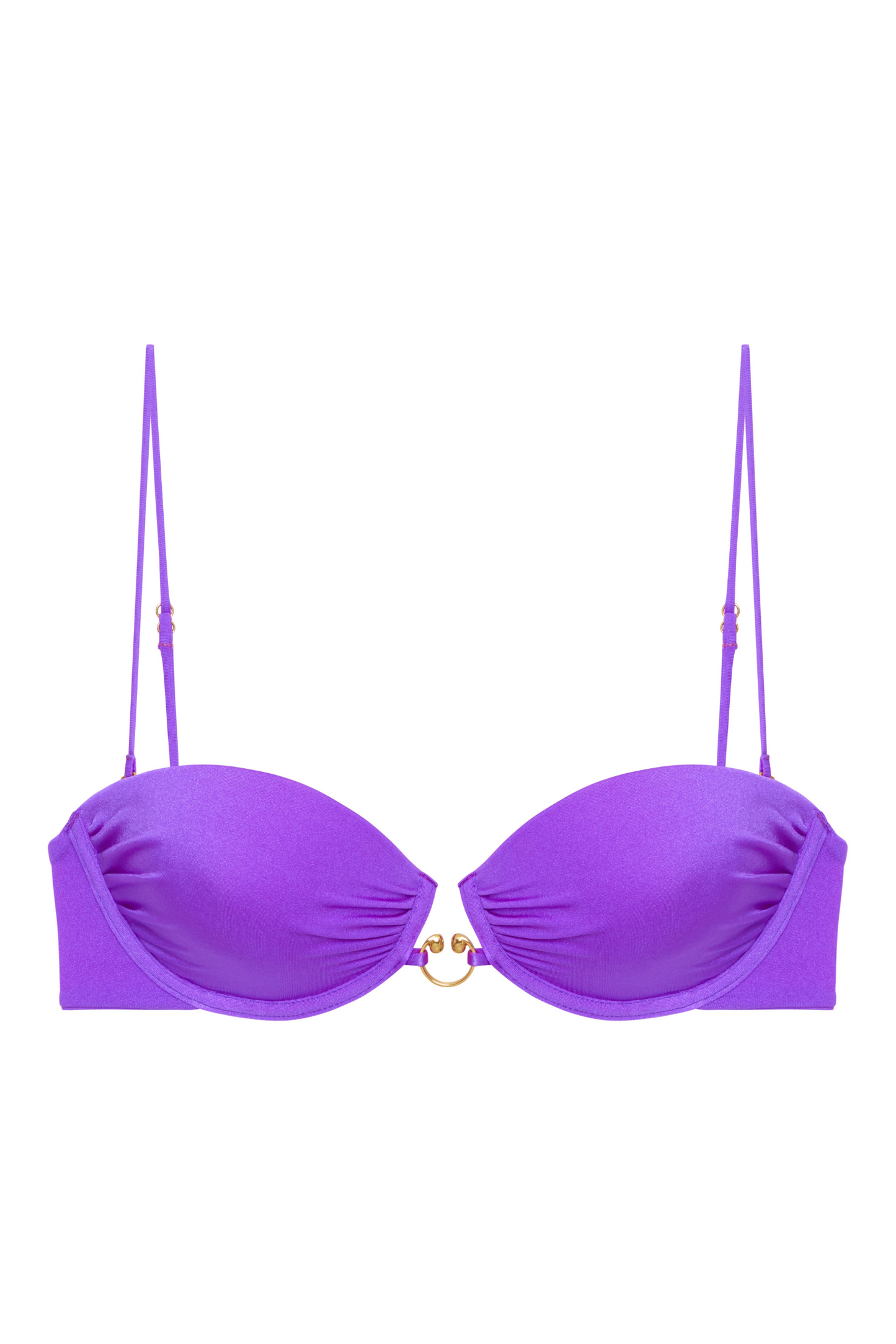 Mystery Top in purple – push-up cups, no underwire, gold horseshoe detail