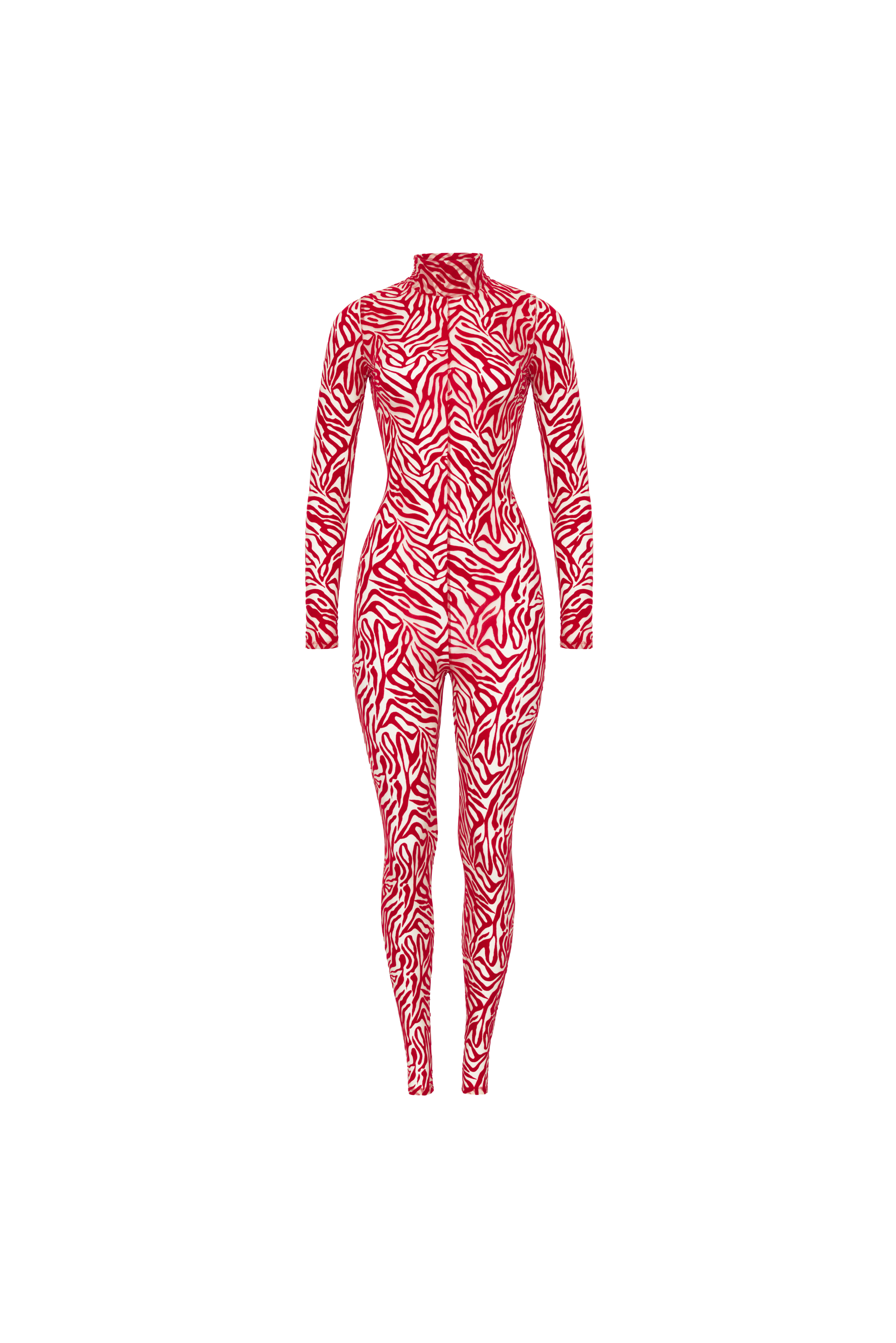 Open back jumpsuit with red tiger pattern Kendall
