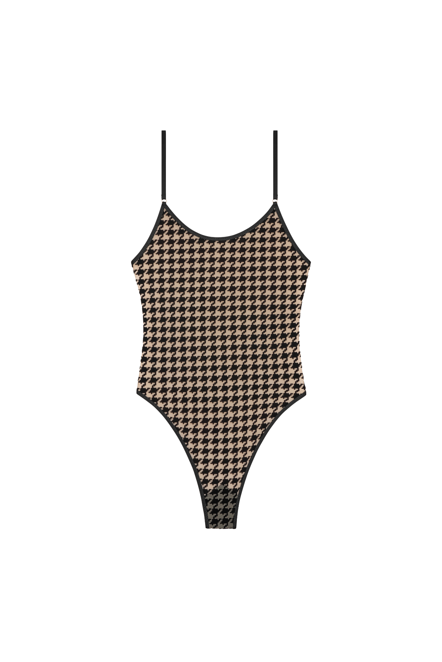 Oxford bodysuit – front view, straps and lined tulle
