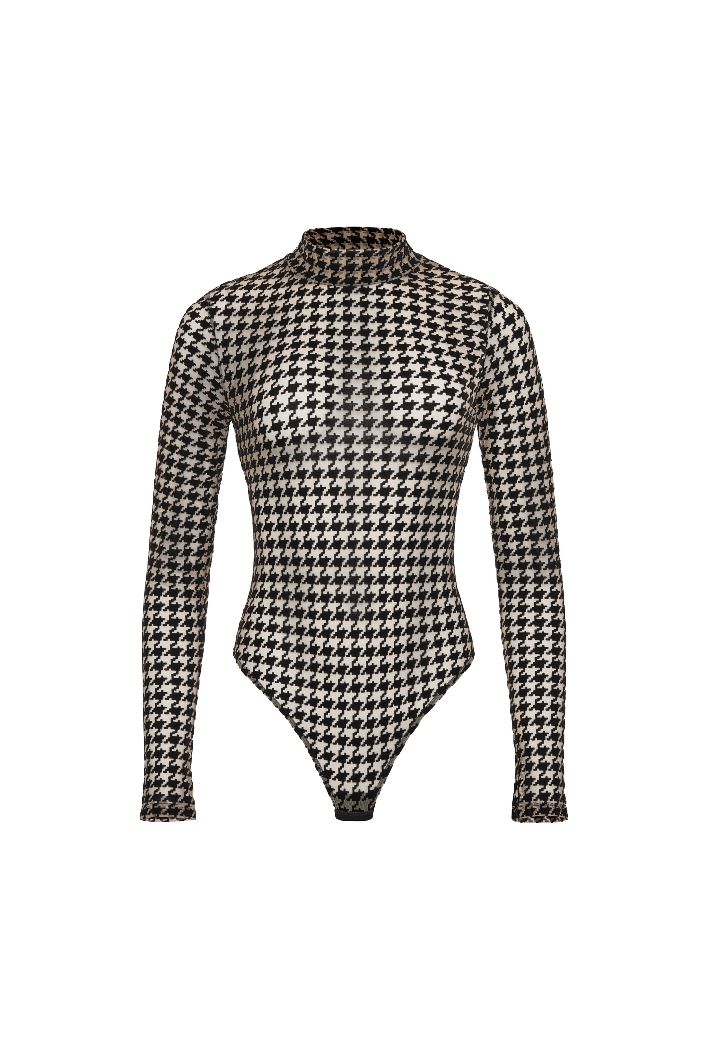 Oxford bodysuit – front view with high neck and long sleeves