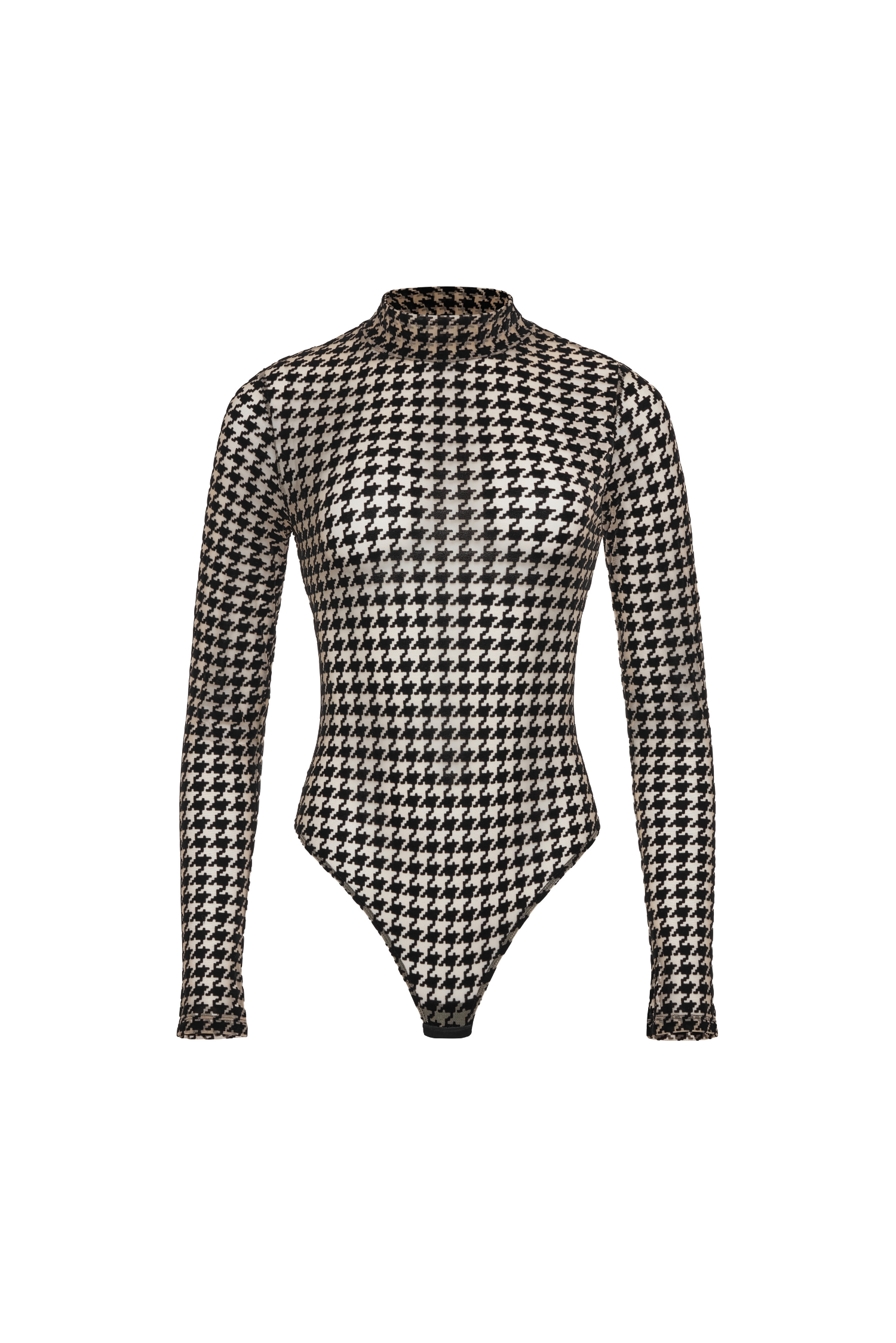 Oxford bodysuit – front view with high neck and long sleeves