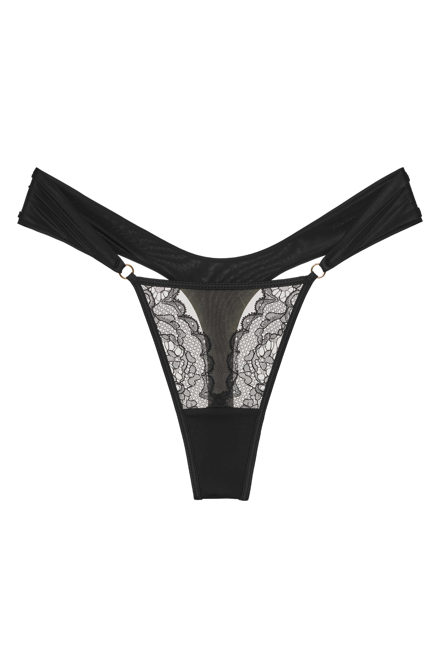 Elin Straps thong – front view, wide sides and black trim
