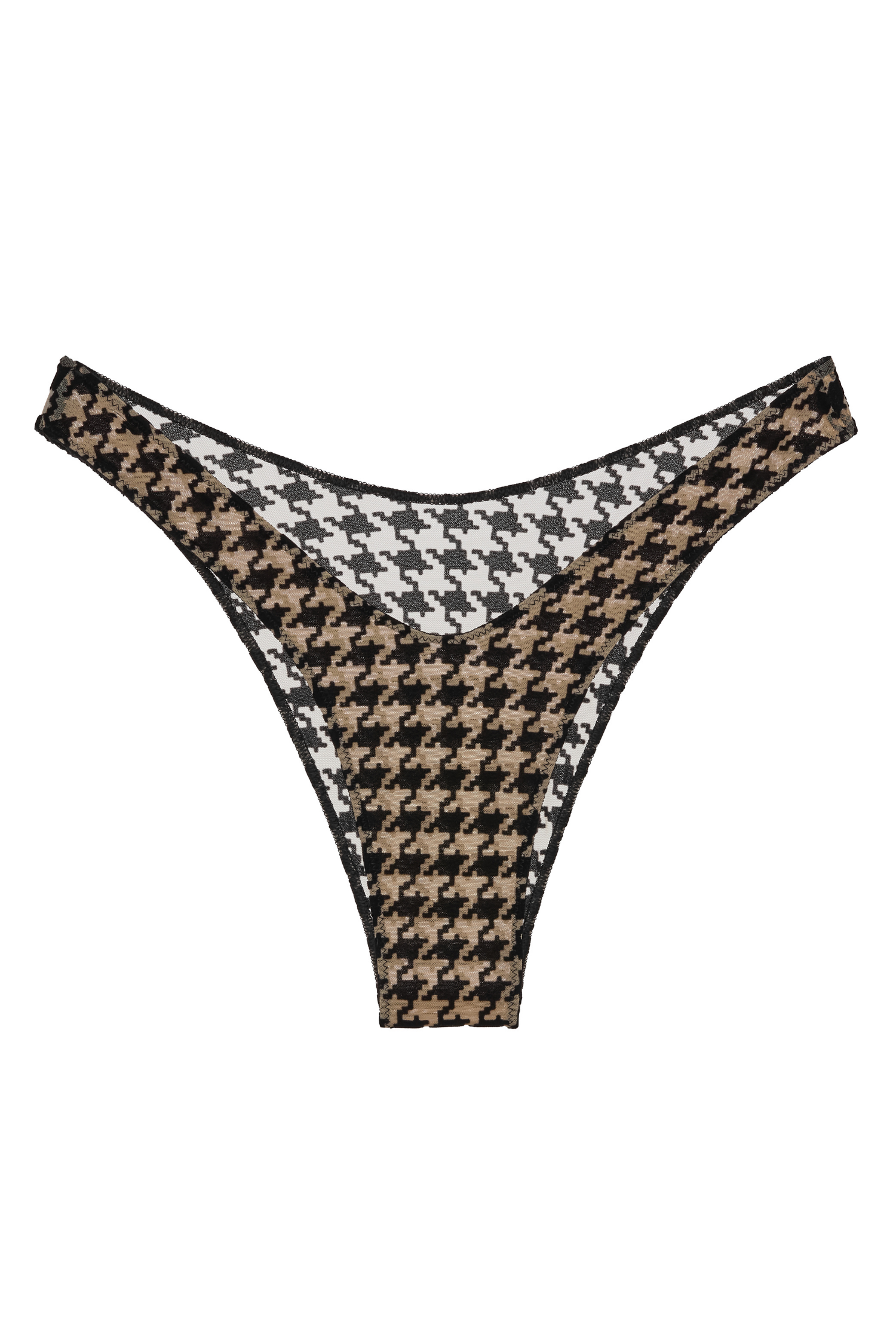 Oxford Panties – front view, nude tulle with flocked houndstooth
