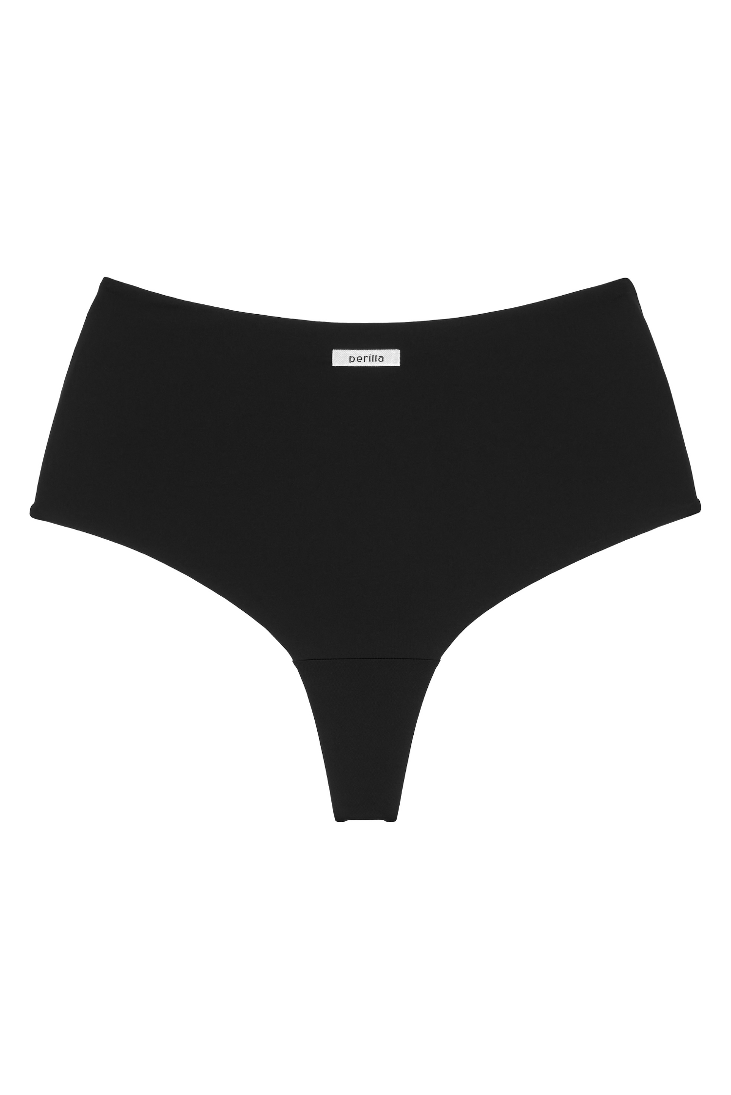 Zoe Knickers – front view, black with Perilla logo tag at waistband
