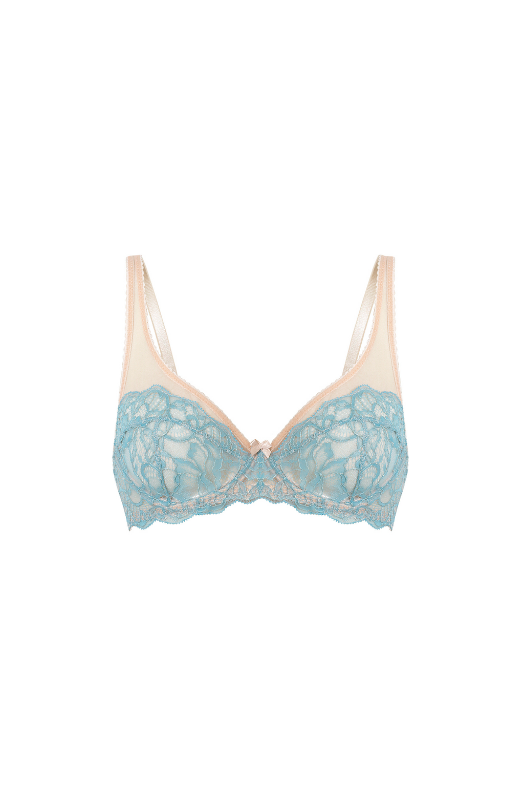 Bra with pink lace and beige tulle Loris