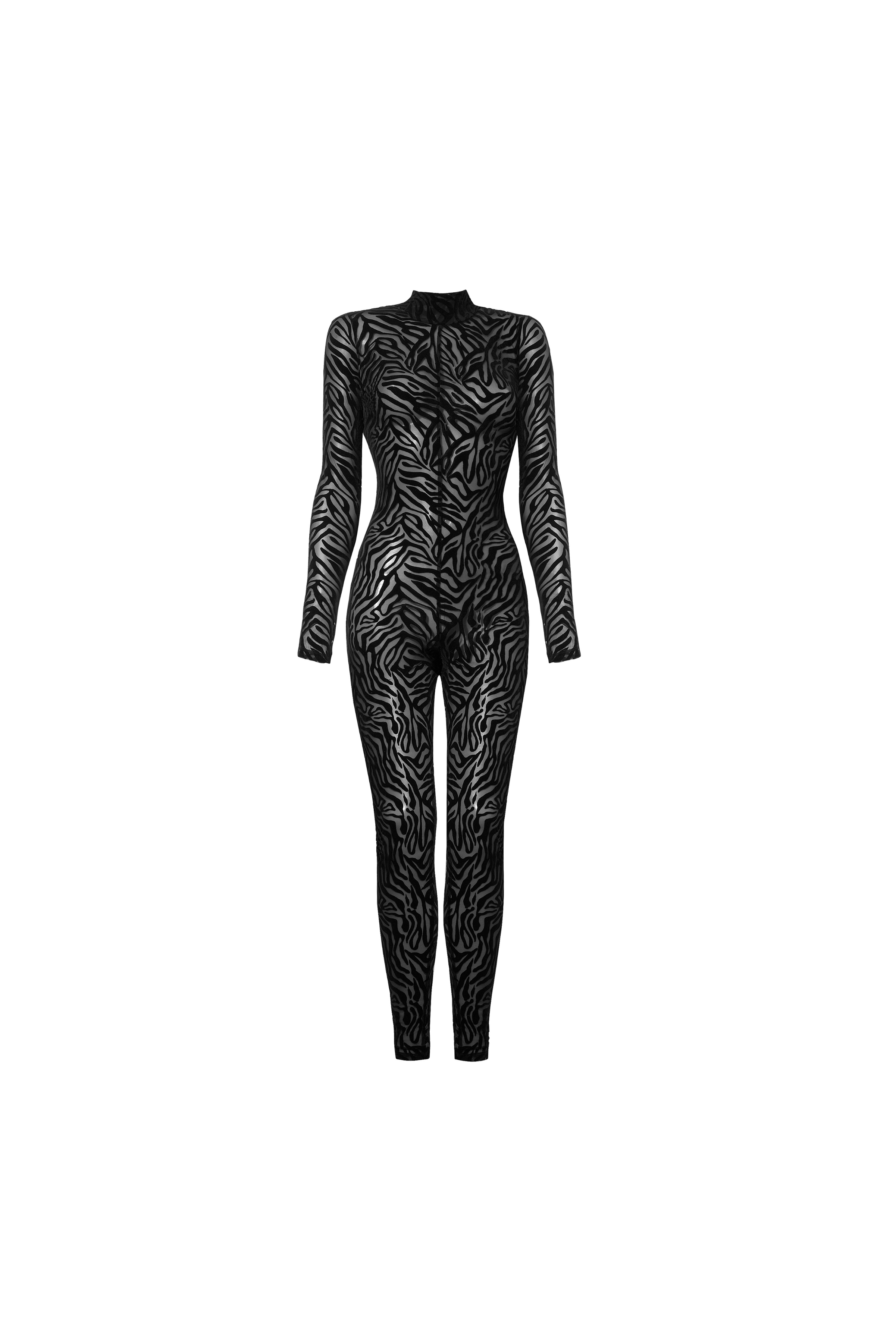 Black Kendall jumpsuit with tiger pattern – Perilla Intimates