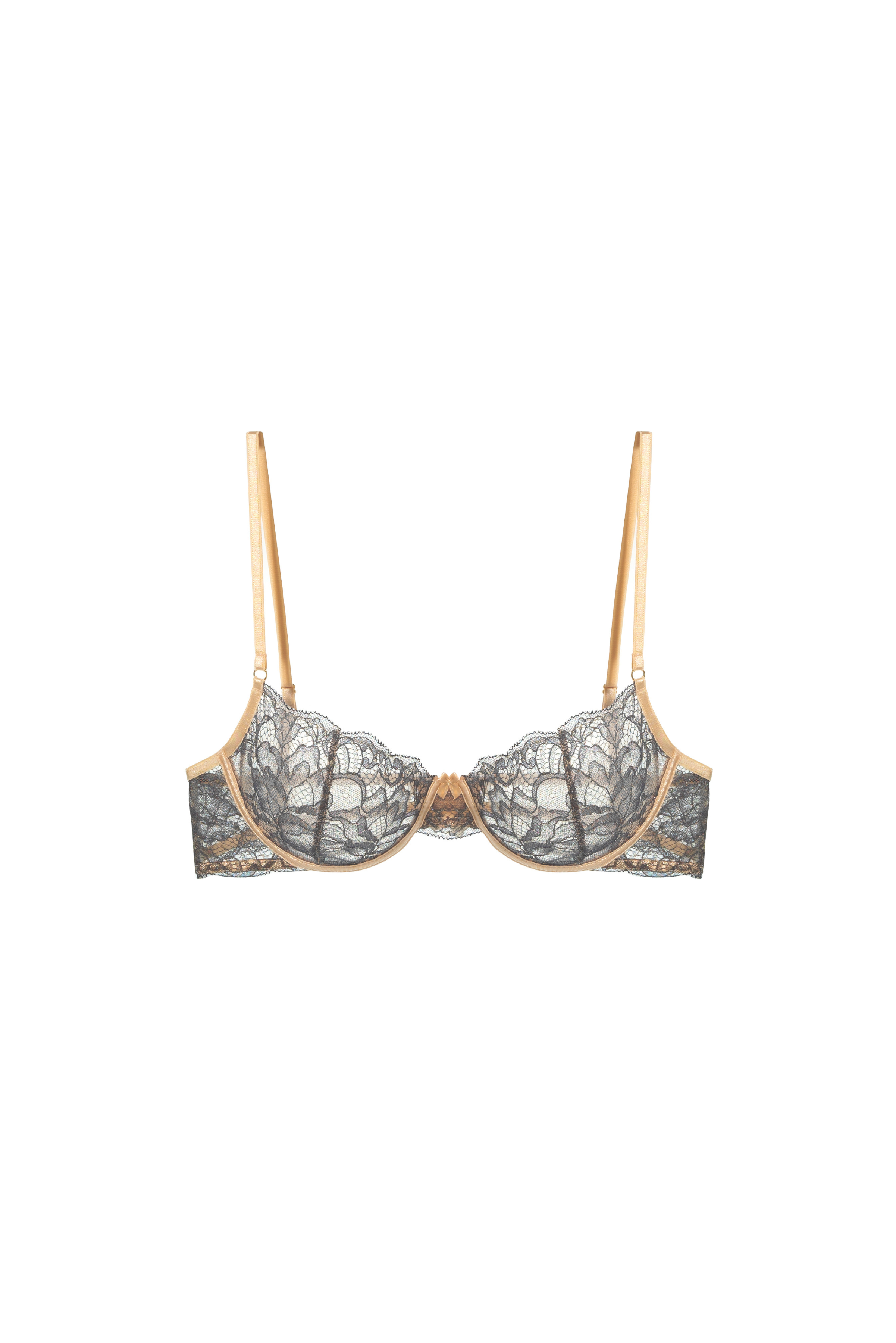 Lace turquoise bra with gold thread Lucy