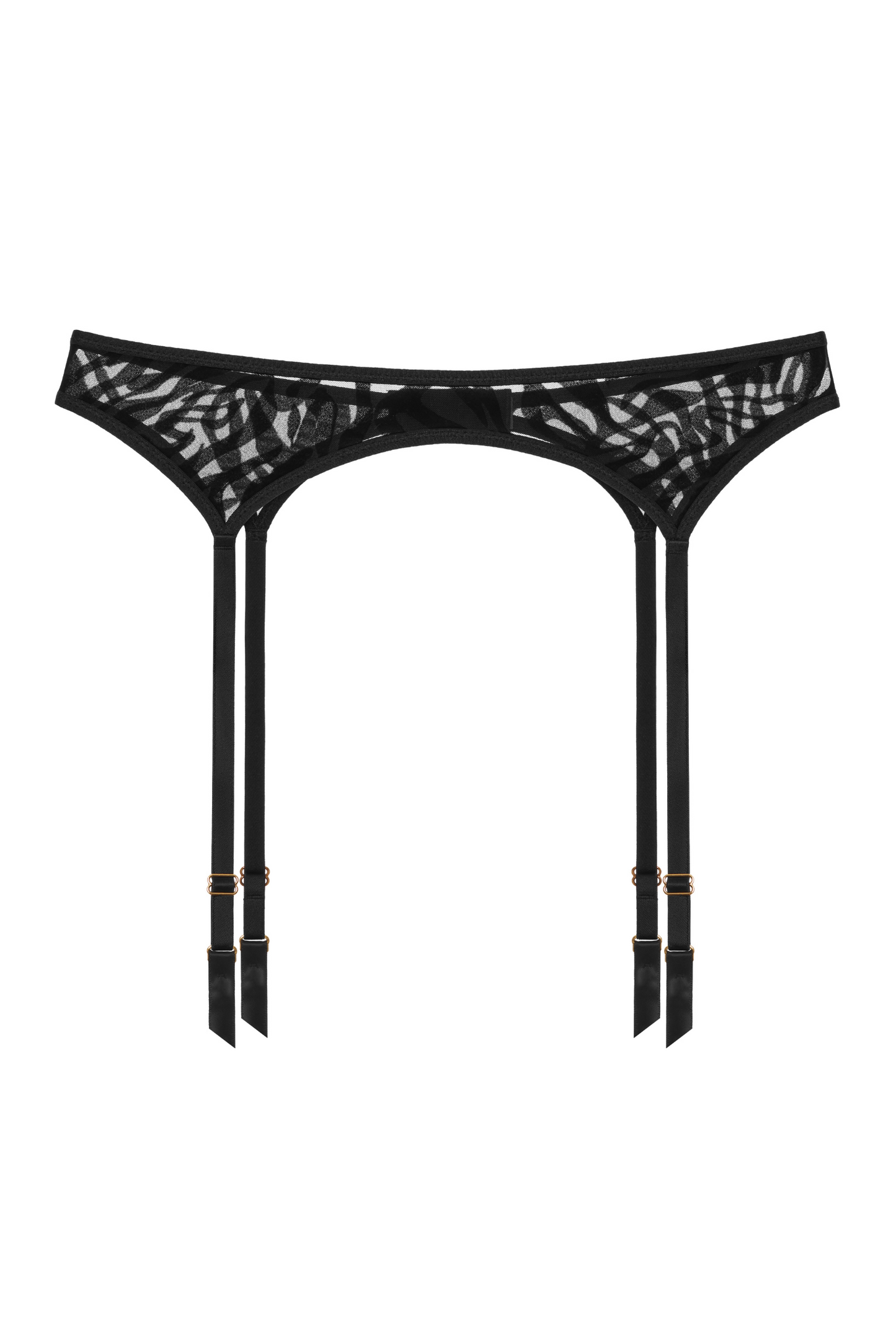 Black garter belt with tiger pattern Wanted Black garter belt with tiger pattern Wanted