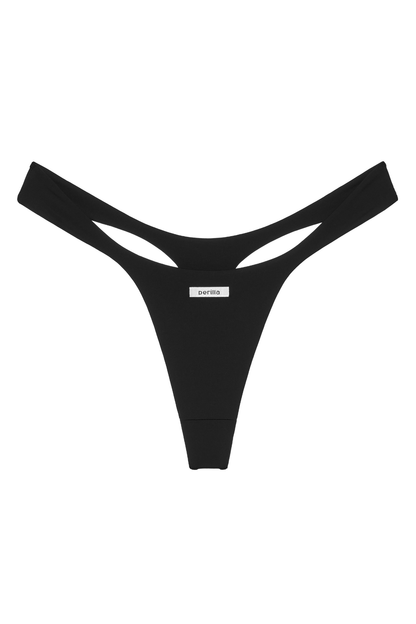 Lyn thong – packshot, classic black with Perilla logo detail